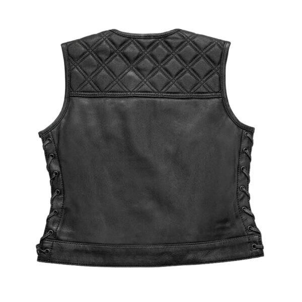 Benish Women’s Quilted Motorcycle Leather Vest | Demastic USA - Demastic