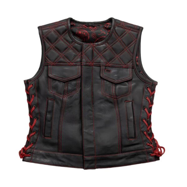 Benish Women’s Quilted Motorcycle Leather Vest | Demastic USA - Demastic