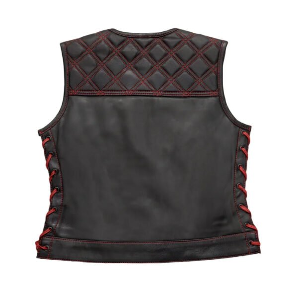 Benish Women’s Quilted Motorcycle Leather Vest | Demastic USA - Demastic