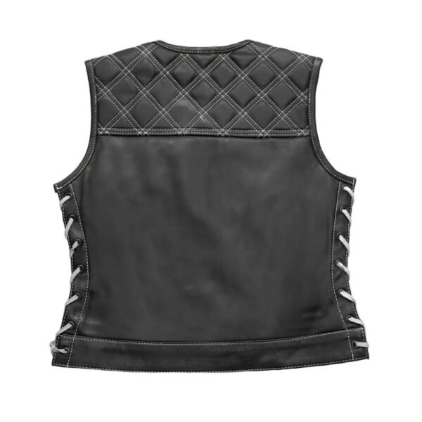 Benish Women’s Quilted Motorcycle Leather Vest | Demastic USA - Demastic