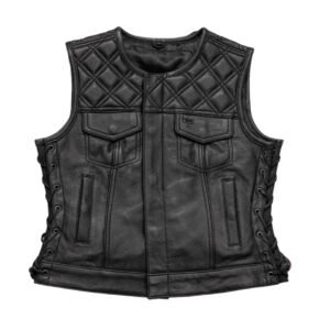 Benish Women’s Quilted Motorcycle Leather Vest | Demastic USA - Demastic
