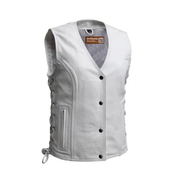 Burrow Women’s Motorcycle Vest Classic White | Demastic USA - Demastic