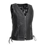 Cecil Women's Motorcycle Leather Vest Black | Demastic USA - Demastic