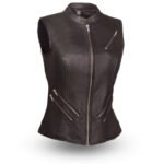 Faye Women's Motorcycle Leather Vest | Demastic USA - Demastic