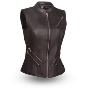 Faye Women's Motorcycle Leather Vest | Demastic USA - Demastic
