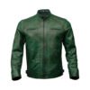 Green Handcrafted Real Leather Biker Jacket | Demastic USA - Demastic