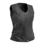 Laura Women's Motorcycle Leather Vest | Demastic USA - Demastic