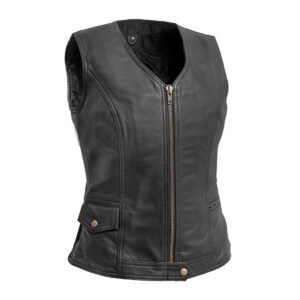 Laura Women's Motorcycle Leather Vest | Demastic USA - Demastic