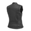 Black top-grain genuine leather women Vest -1