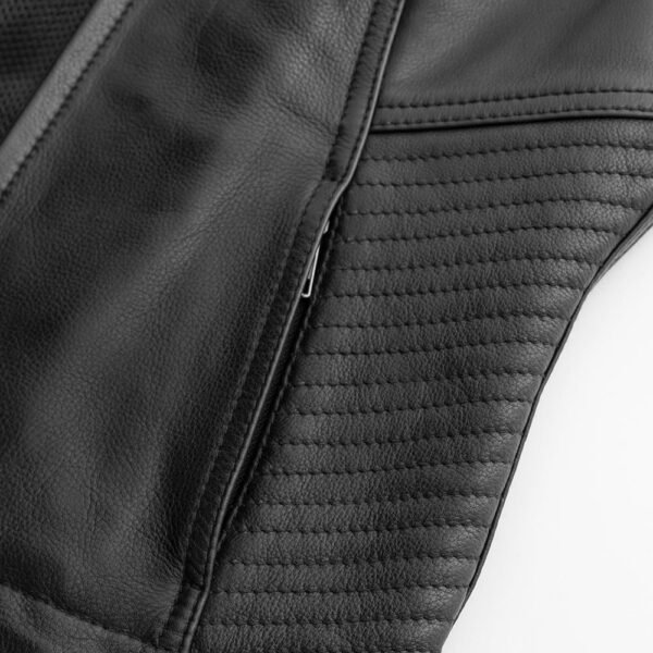 Black top-grain genuine leather women Vest-2