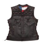 Rilley Women’s Motorcycle Leather Vest | Demastic USA - Demastic