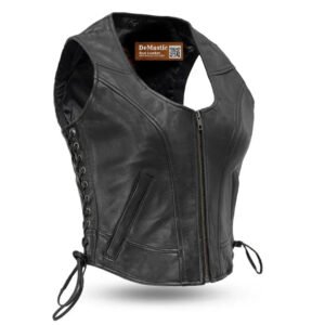 Ritzy Women's Leather Motorcycle Vest | Demastic USA - Demastic