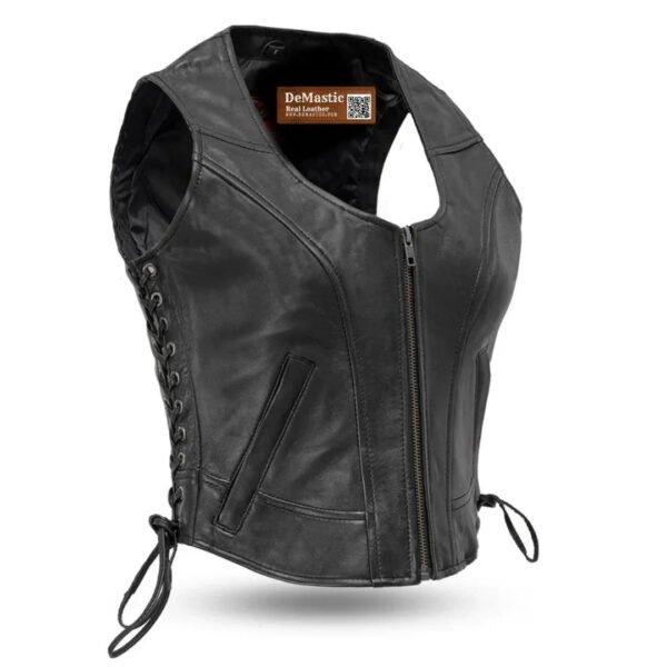 Ritzy Women's Leather Motorcycle Vest | Demastic USA - Demastic