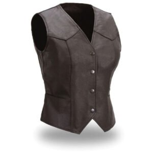 Sierra Women's Motorcycle Leather Vest | Demastic USA - Demastic