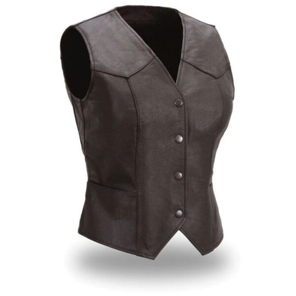 Sierra Women's Motorcycle Leather Vest | Demastic USA - Demastic