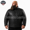 Demastic Leather Men's Black Quilted Leather Jacket Front View