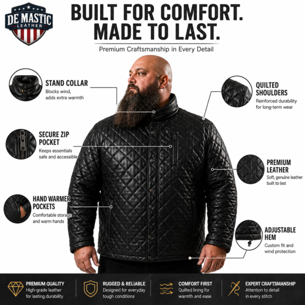 Men's Black Quilted Leather Jacket