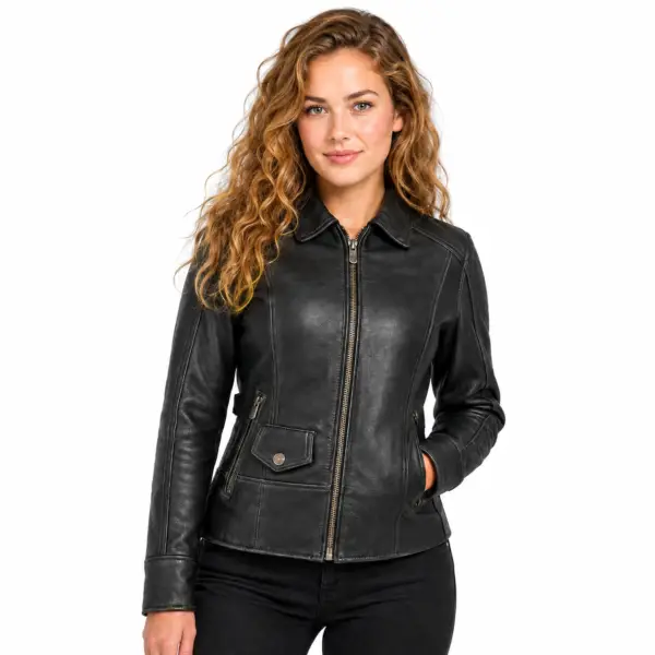 Fiona women's motorcycle leather jacket – DeMastic
