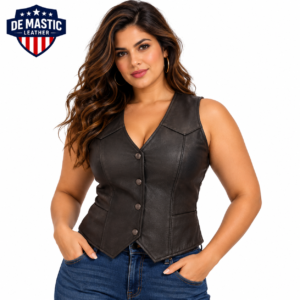 Sierra women's motorcycle leather vest – DeMastic