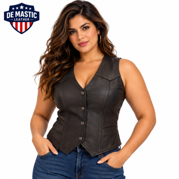 Sierra women's motorcycle leather vest – DeMastic